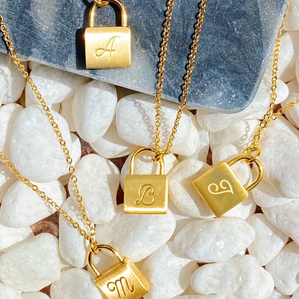 Scripted Notes Locket Initial Necklace - Picture 2 of 16
